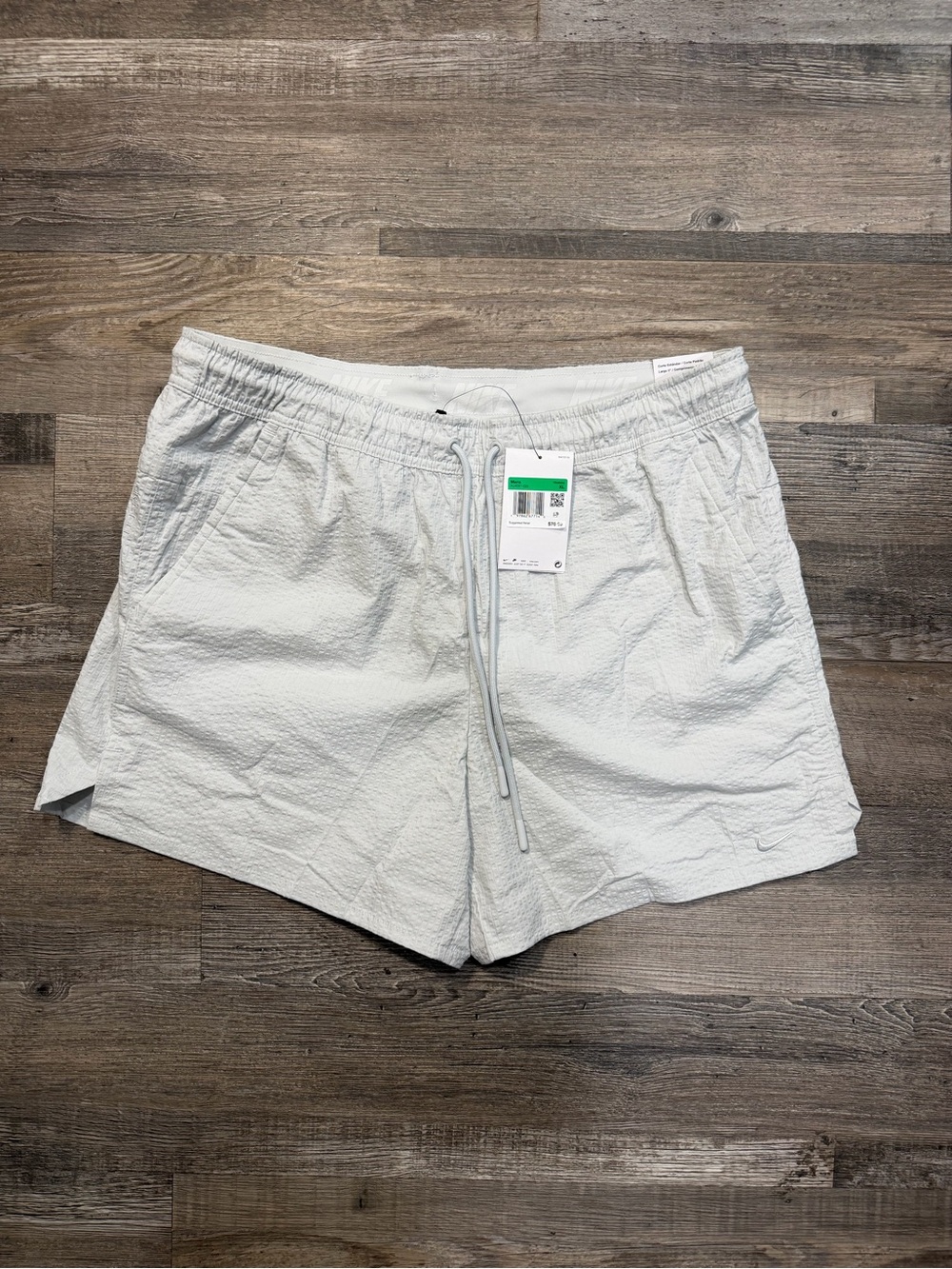 Nike Light Gray Textured Drawstring Shorts